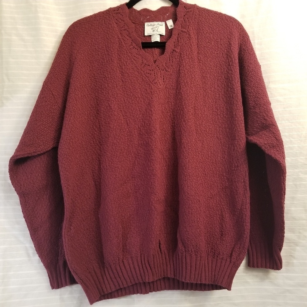 College point knit v neck sweater made in USA